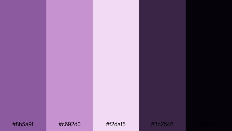 velvet after dark purple mauve color palette with hex codes