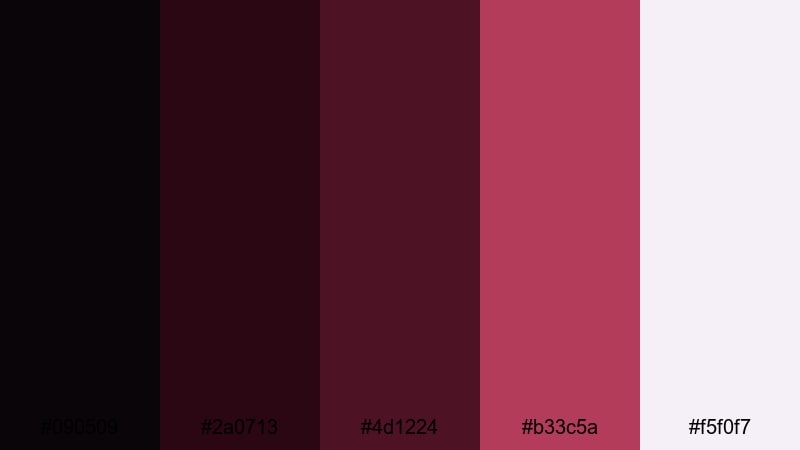velvet frame shadows black burgundy color palette with hex codes