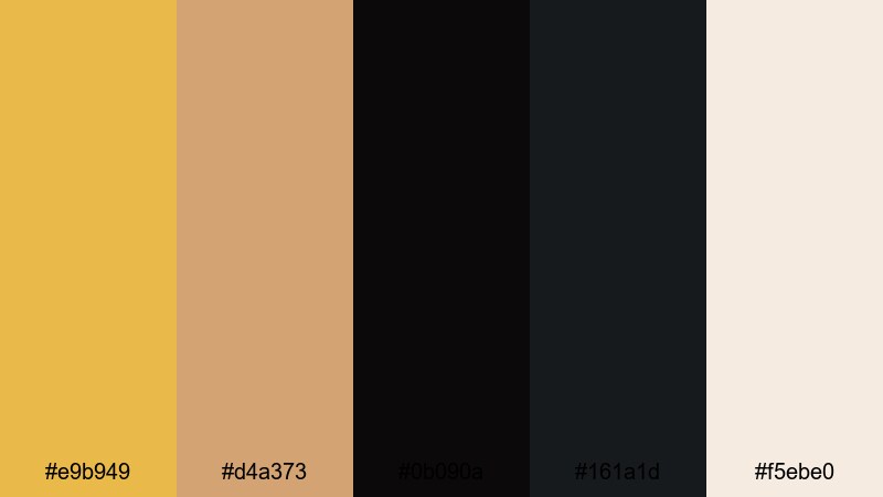 velvet gold premiere golden yellow color palette with hex codes