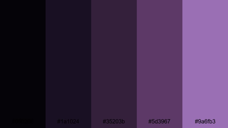 velvet mono gradient black purple color palette with hex codes