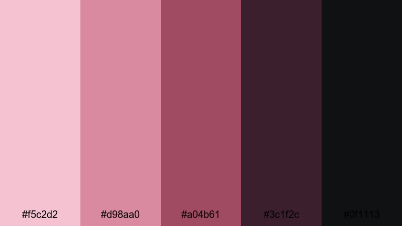 velvet noir blush blush pink color palette with hex codes