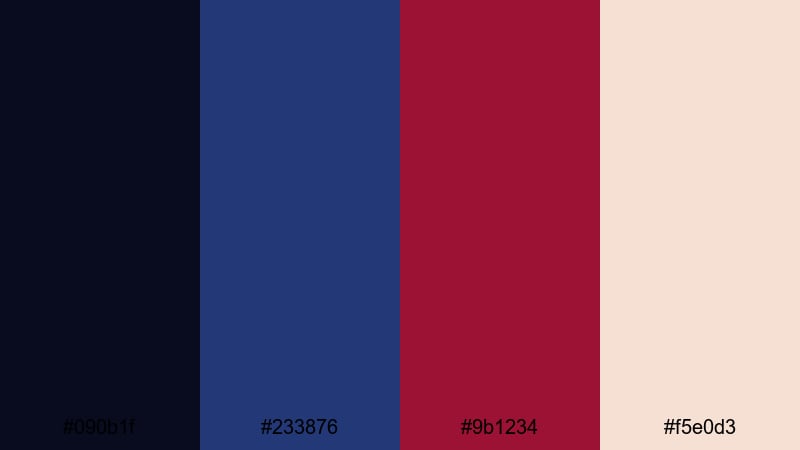 velvet opera balcony blue dark red color palette with hex codes