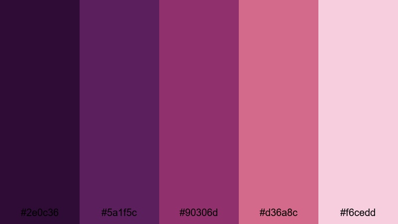 velvet orchid whisper purple red color palette with hex codes