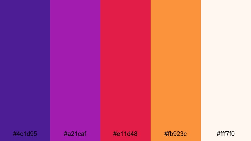velvet petal gradient purple red orange color palette with hex codes