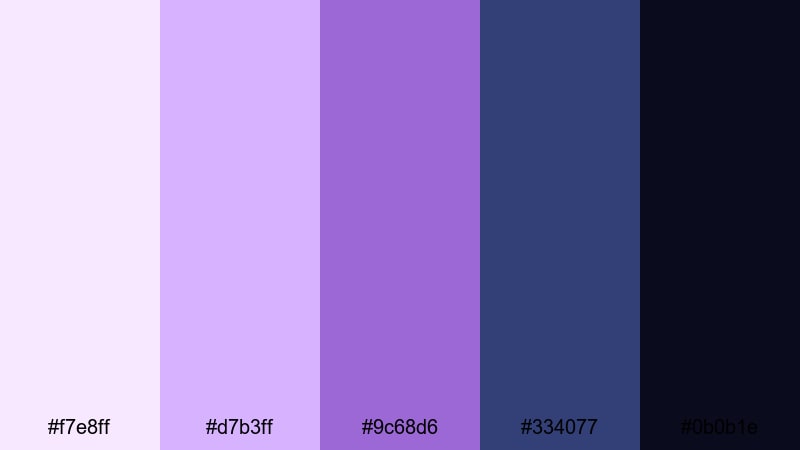 velvet premiere lights blue mauve color palette with hex codes