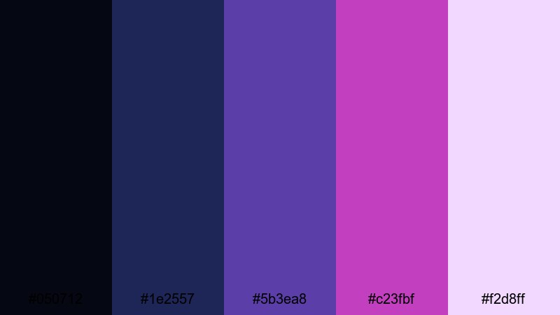 velvet premiere night blue magenta color palette with hex codes
