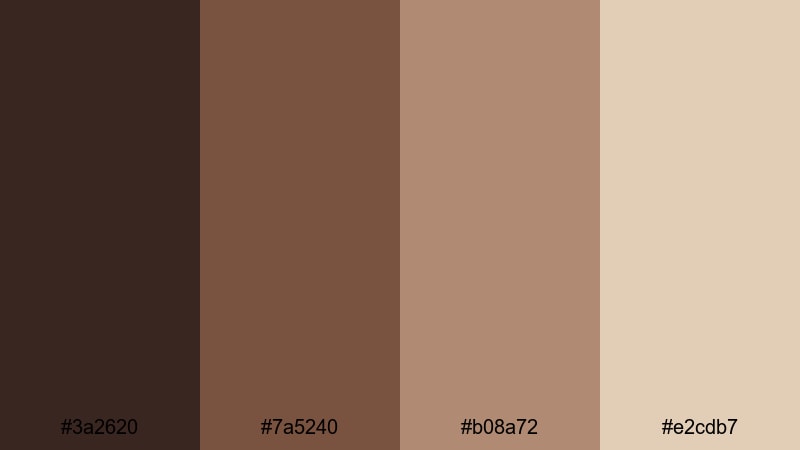velvet sepia film brown color palette with hex codes