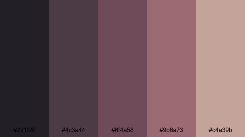 velvet storm alley gray maroon color palette with hex codes