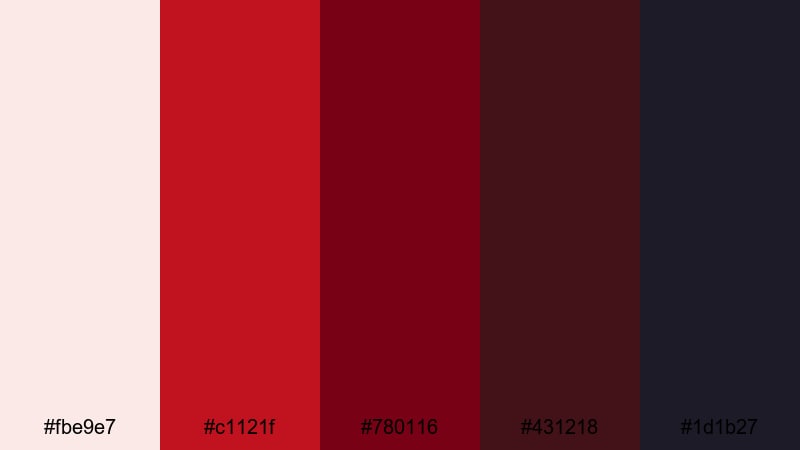 velvet theater curtains ruby color palette with hex codes
