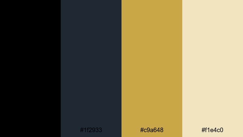 velvet tuxedo shine black gold color palette with hex codes