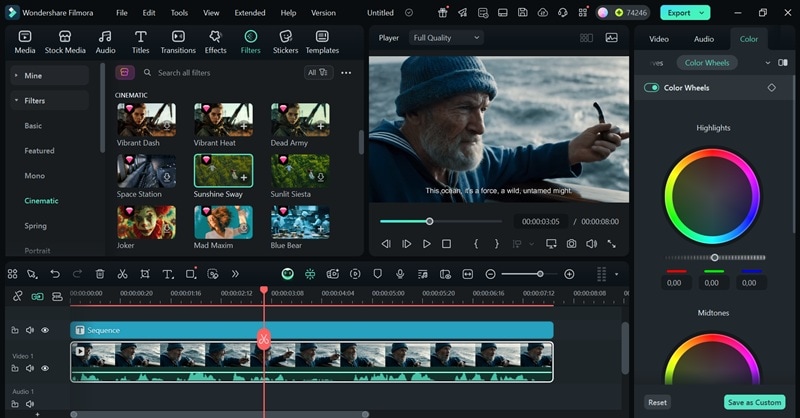edit veo 3 video in filmora