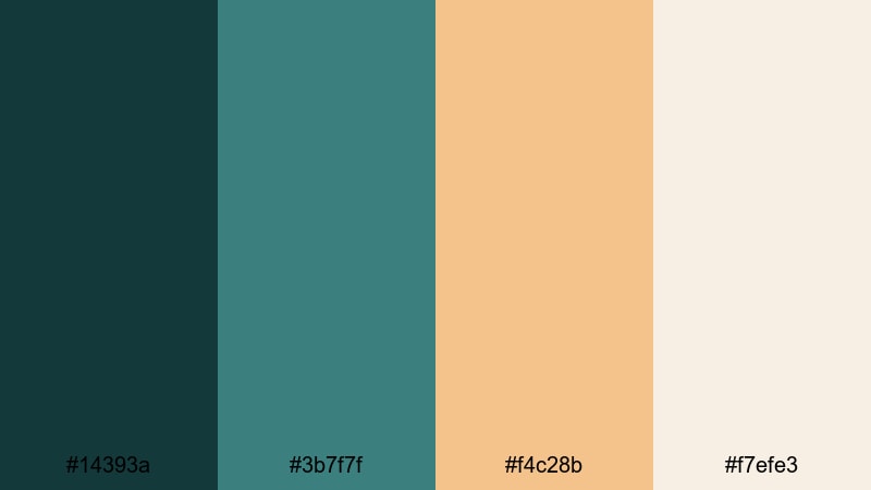 verdigris evening glow green copper color palette with hex codes