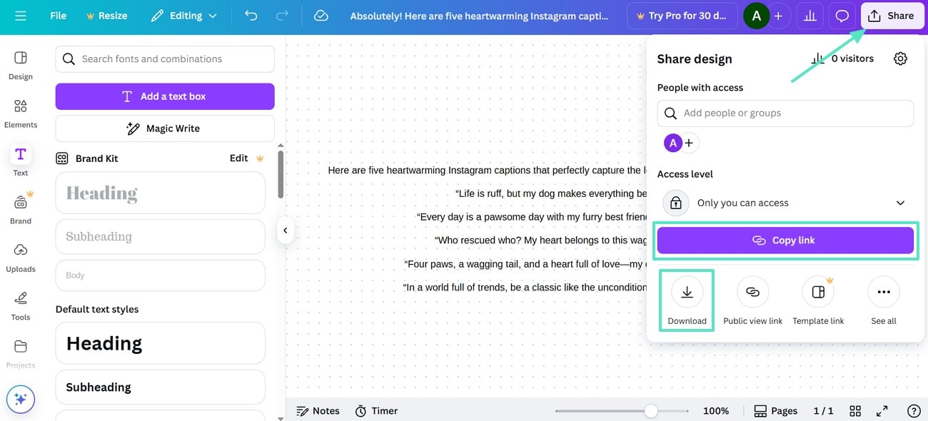 download results from canva