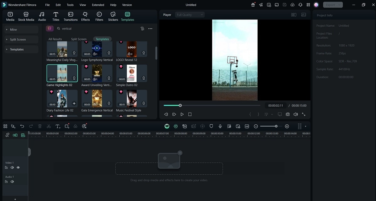 filmora editing interface