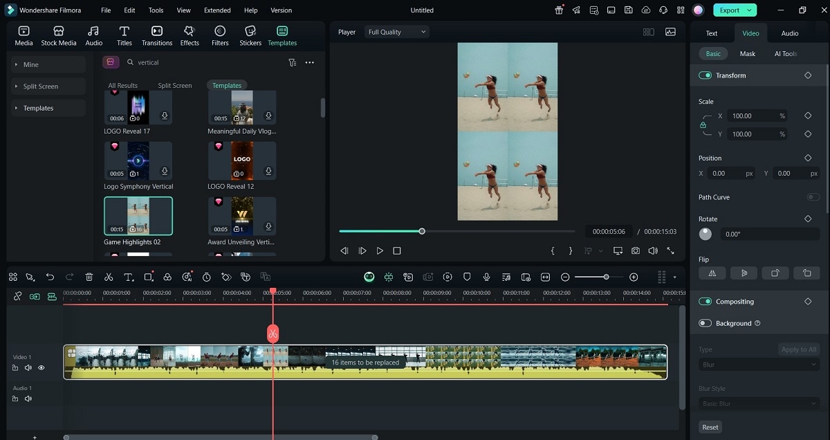 choosing vertical video template
