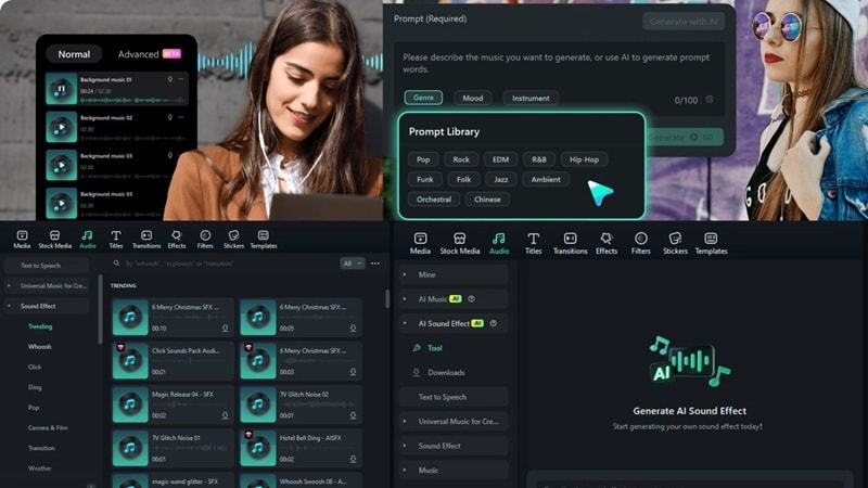 filmora sound and music generator