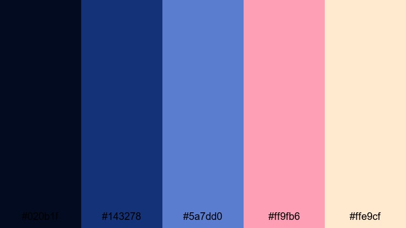 vhs blue dream cobalt color palette with hex codes