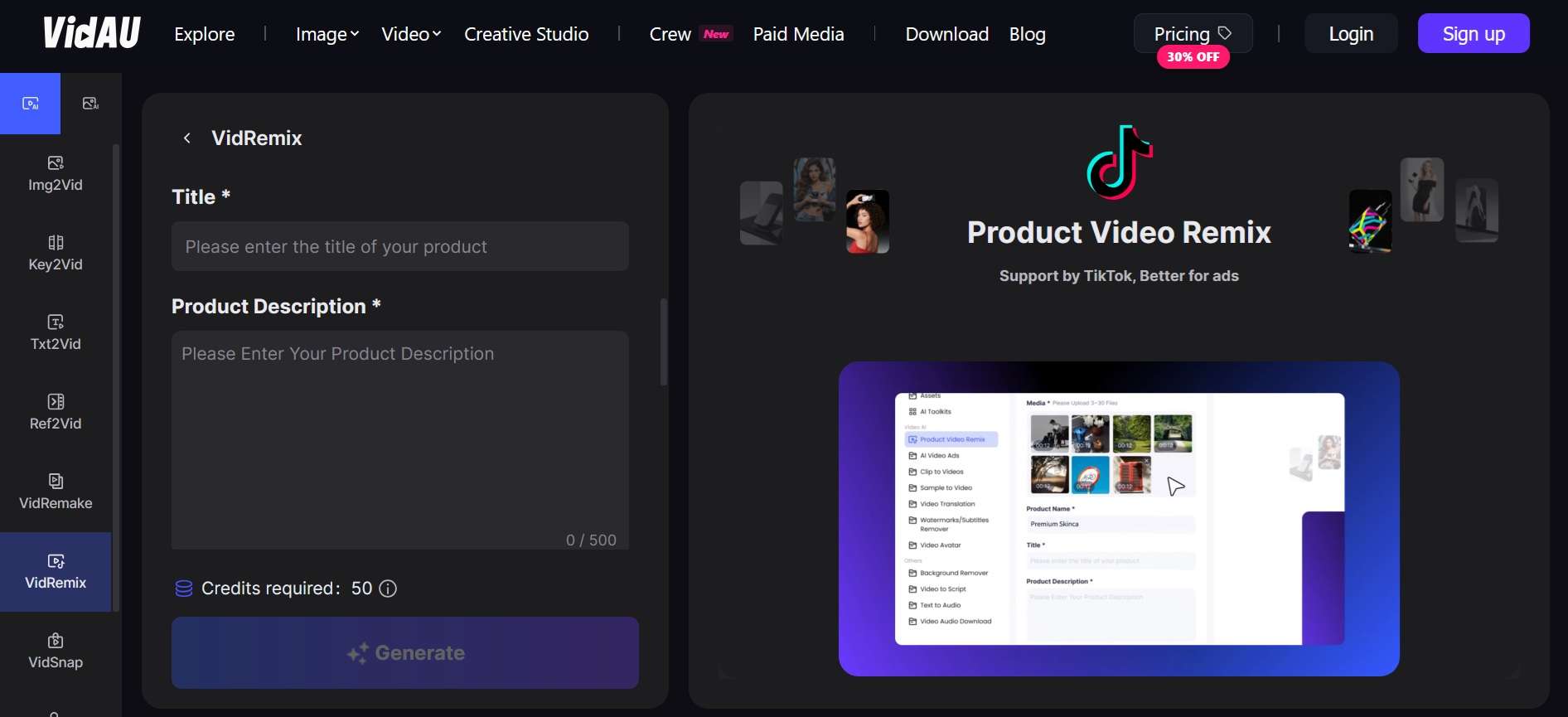 vidau ai ad creator