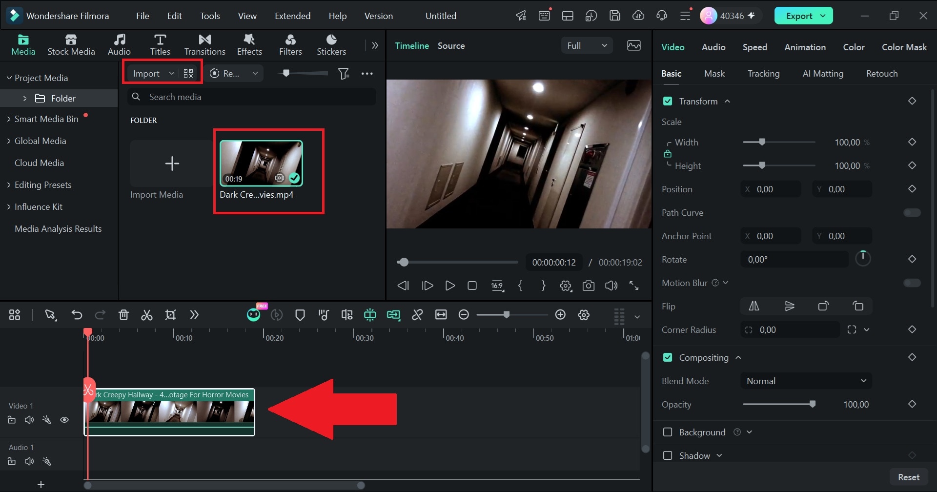 import your clip to filmora timeline