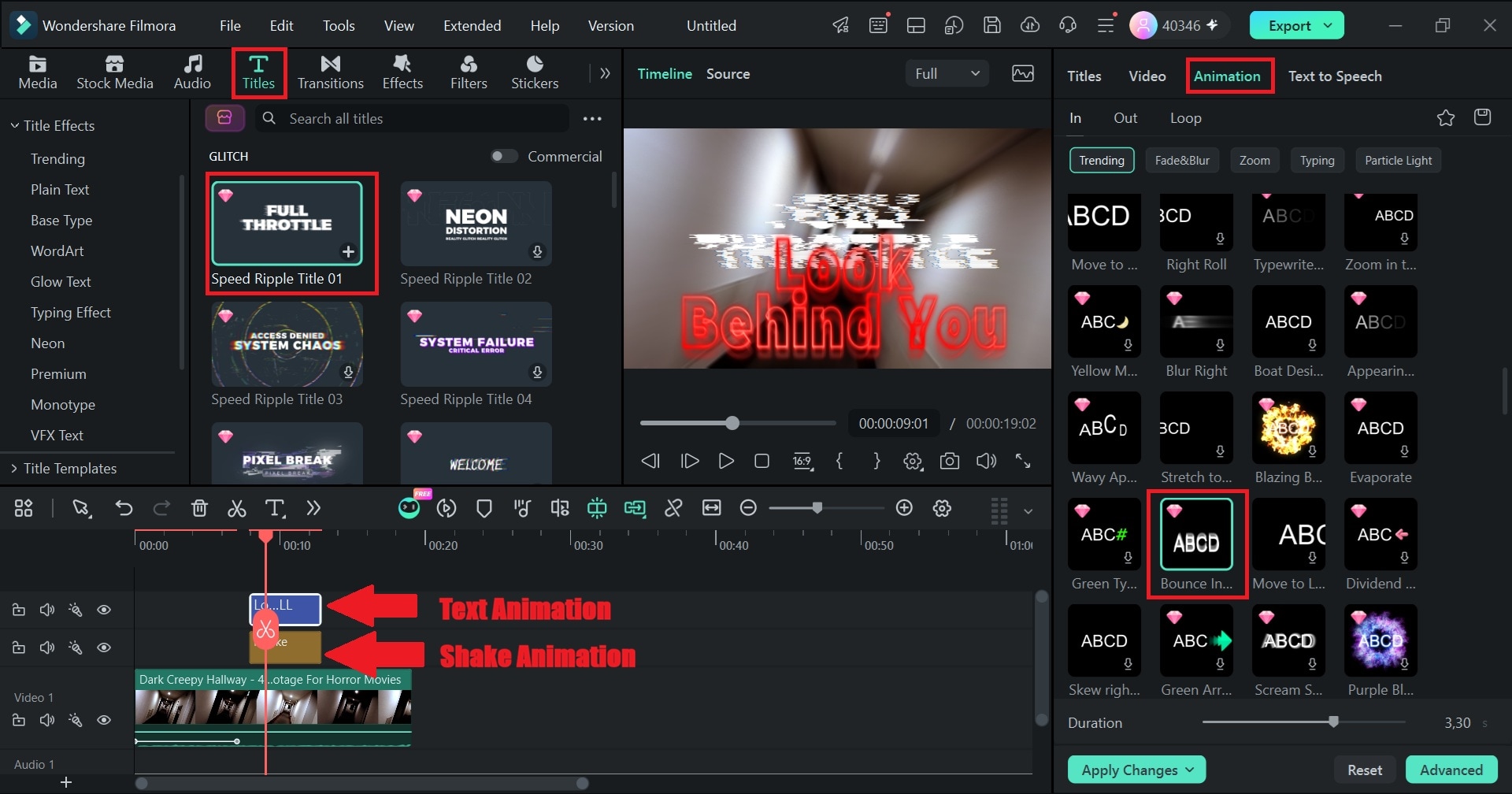 add shake and text animation