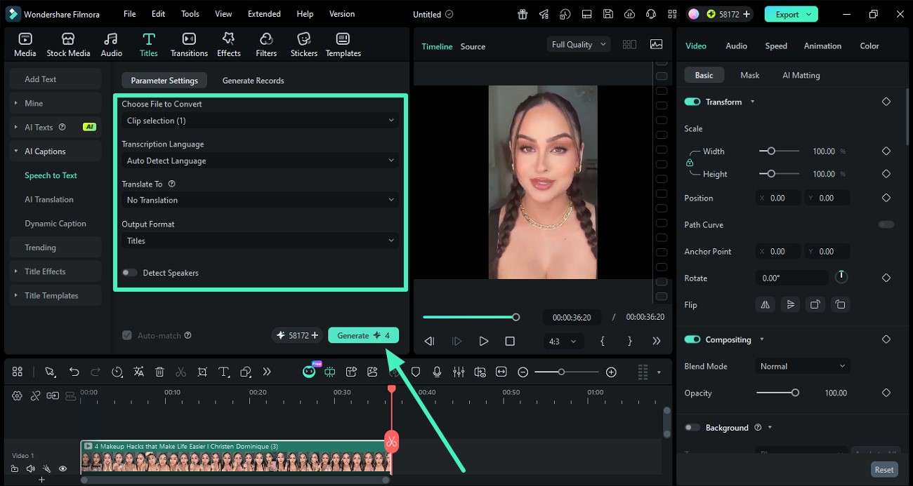 configure settings and generate