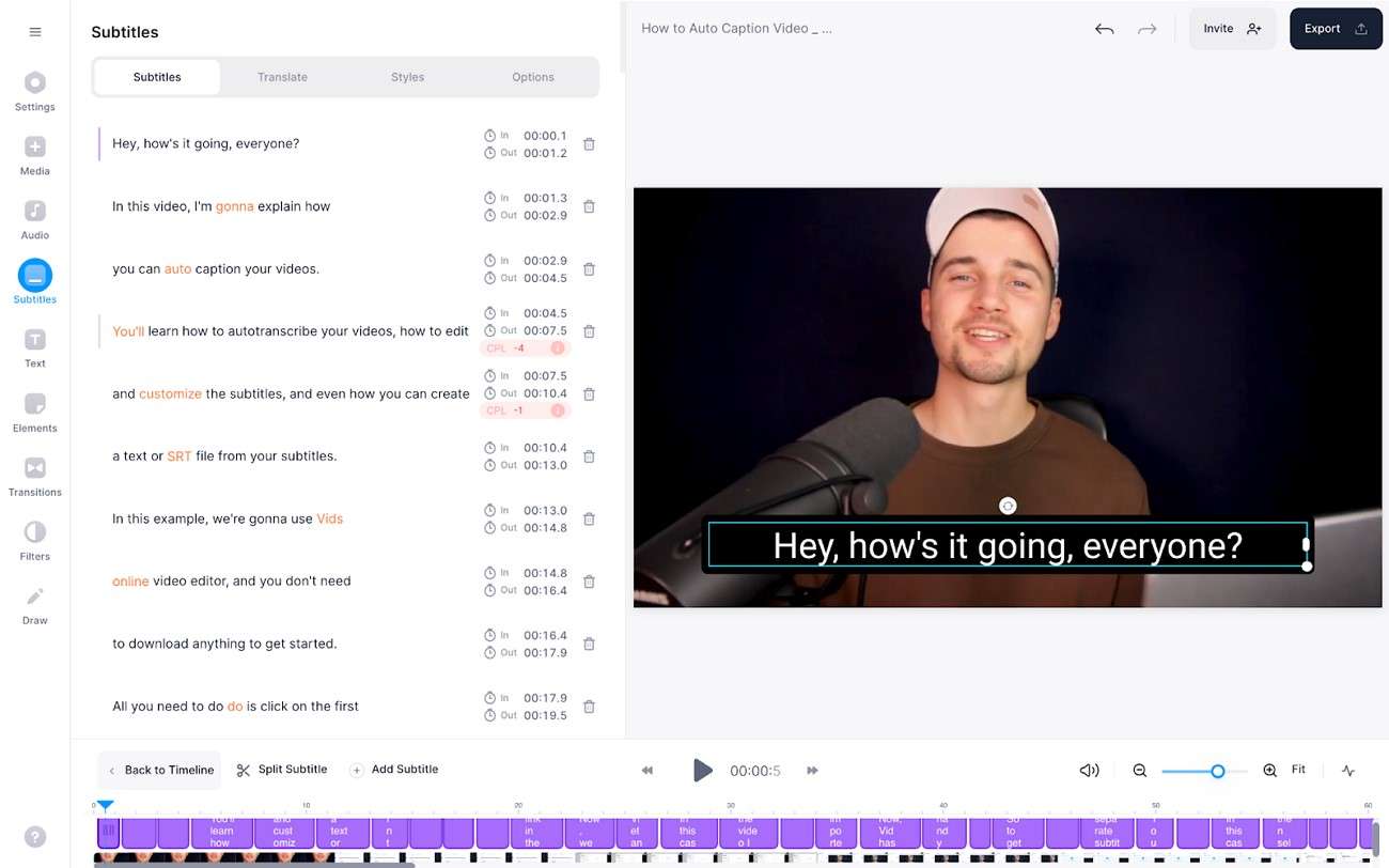 veed subtitle generator