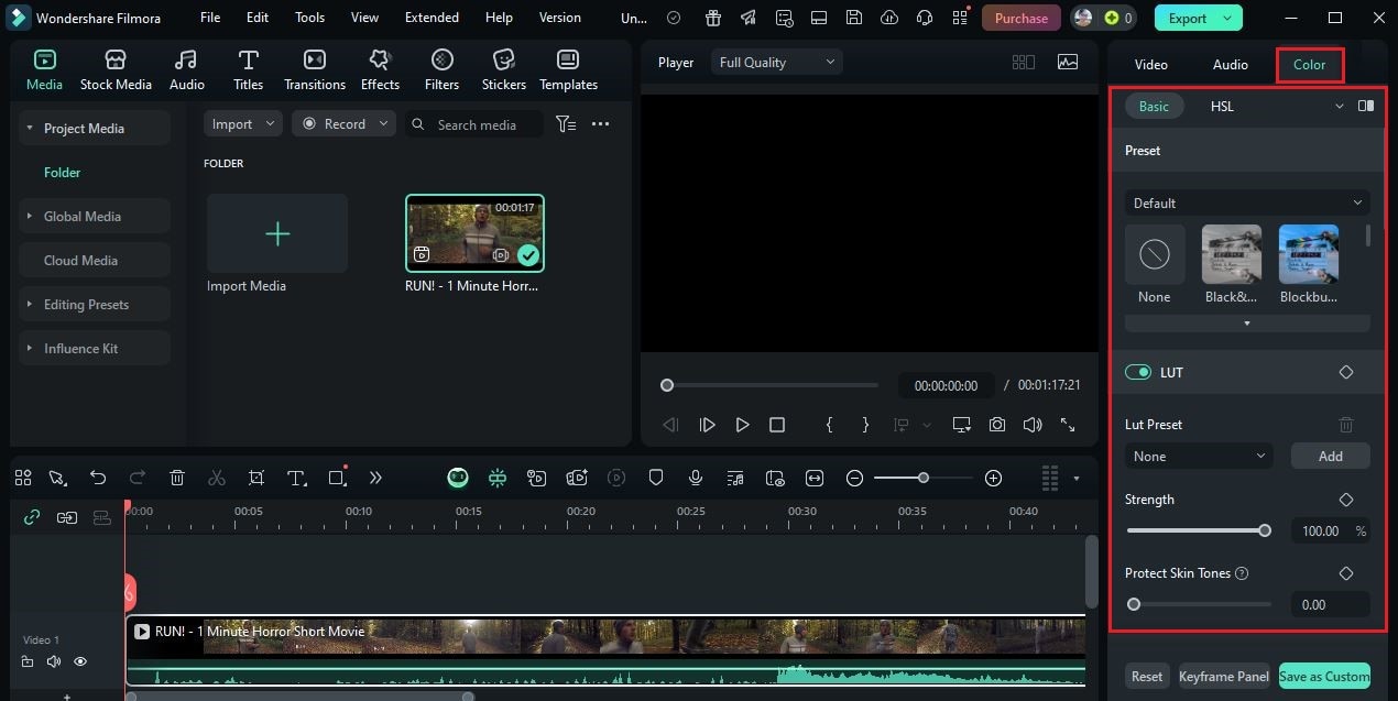 color grading settings