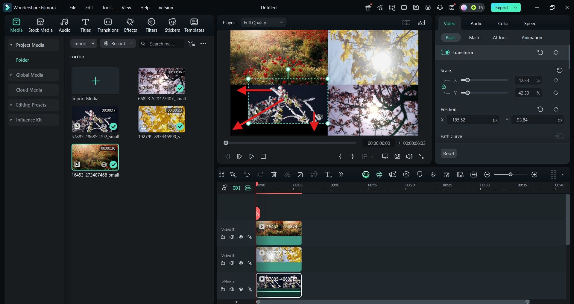 create a video collage in filmora