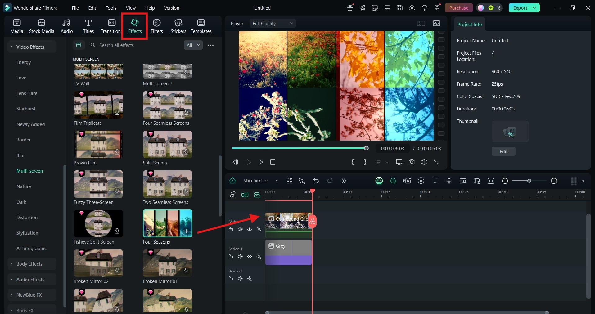 add the effect to video collage