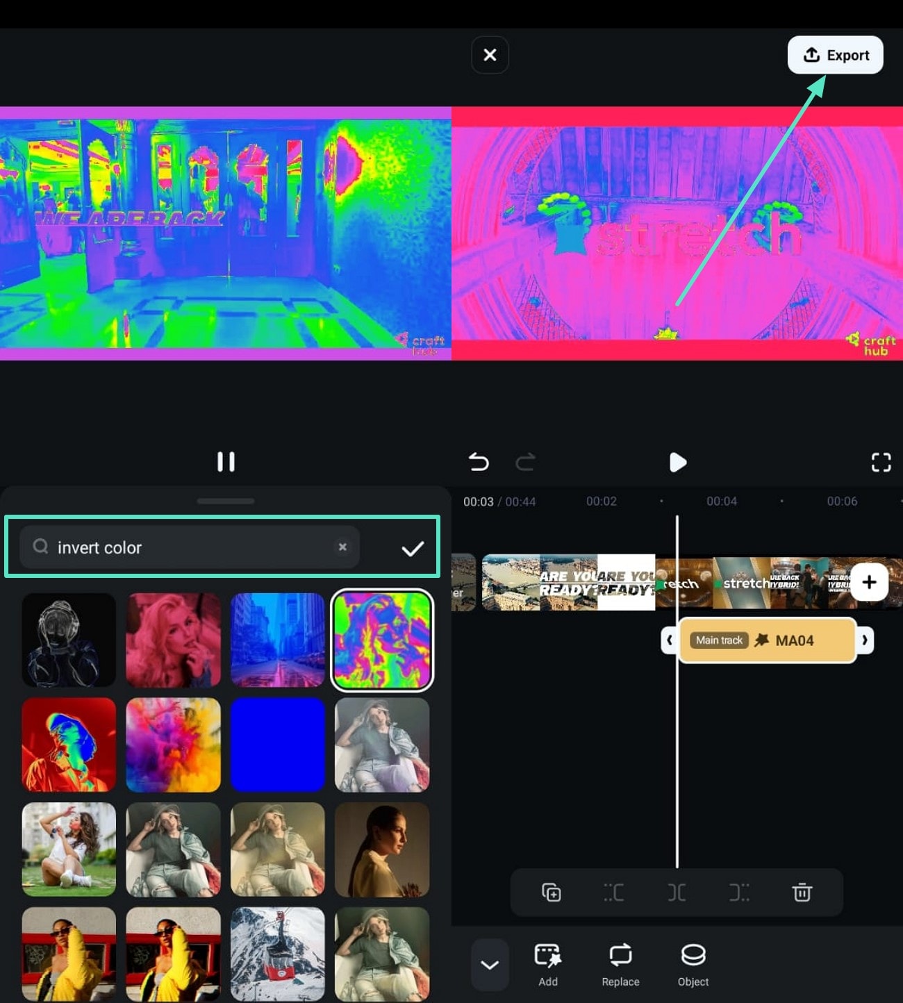 invert video colors preview results