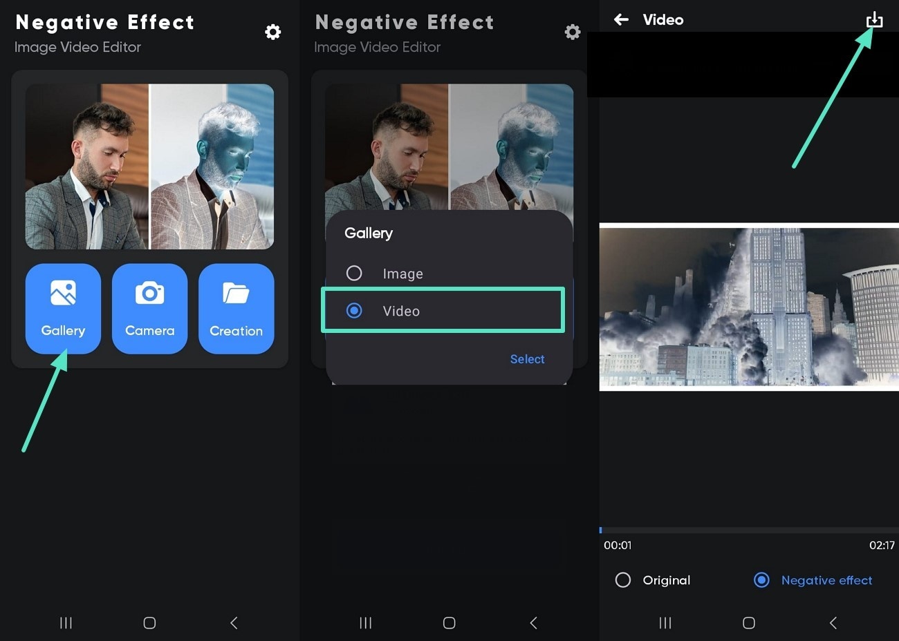 add negative effects picsart