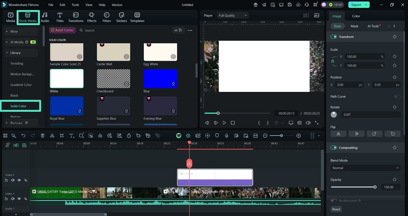add solid color stock media