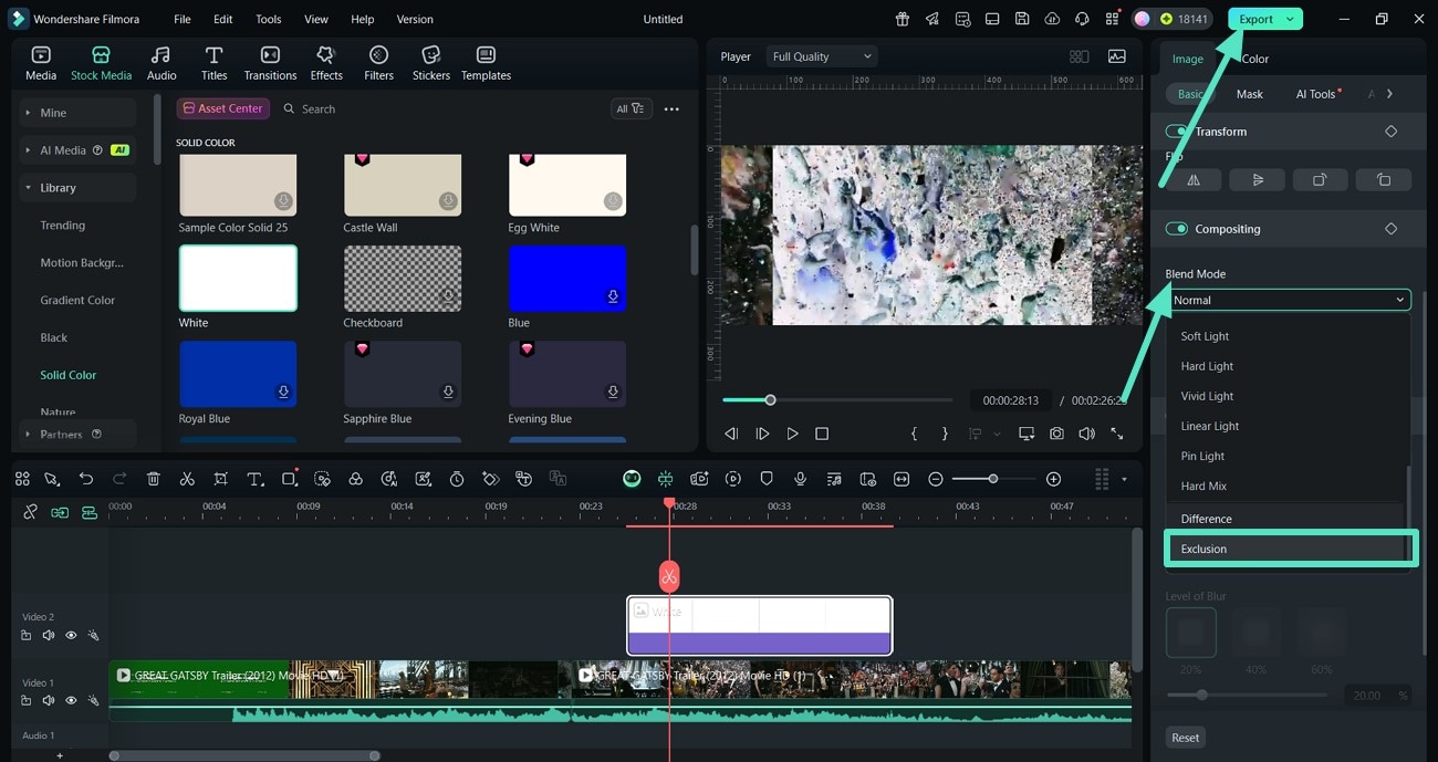 blend exclusion and export