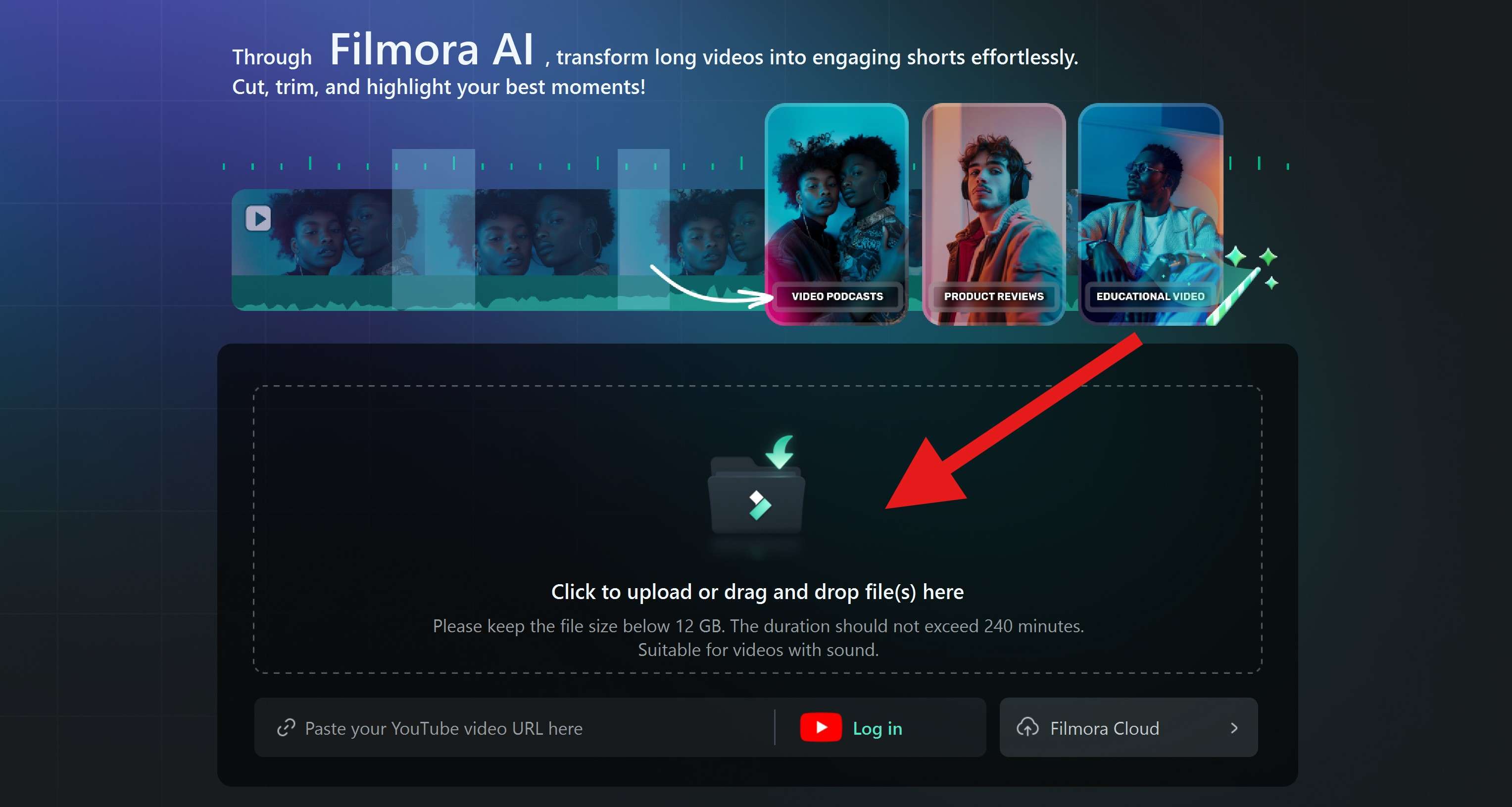 upload video to smart short clips