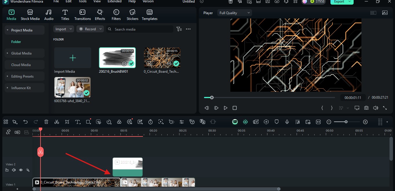 arranging files on filmora