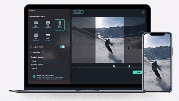filmora ai auto reframe feature