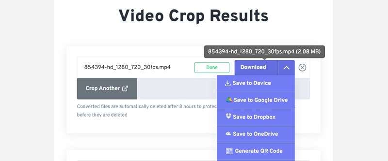 download cropped video result
