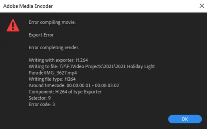export failures in premiere pro
