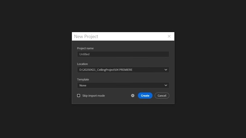 create new project premiere pro