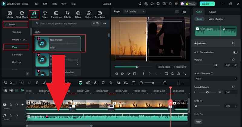 find and apply music to video
