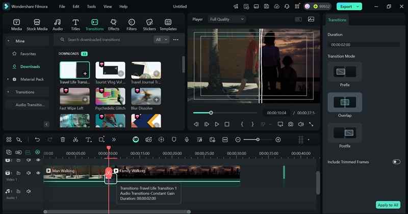 create mask transitions by blending clips