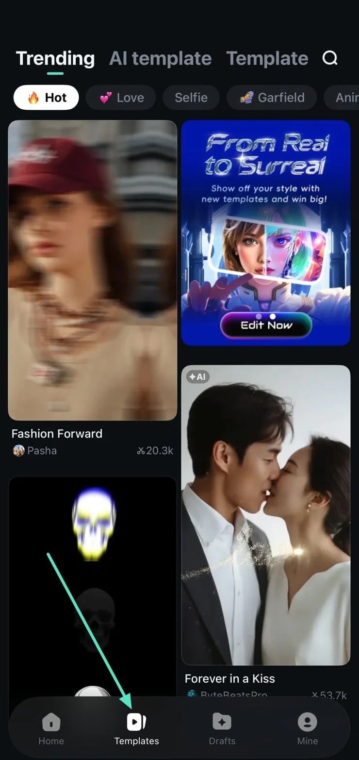 filmora app trending reels template