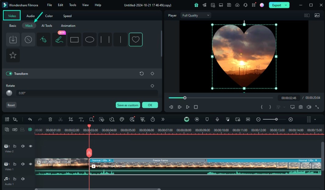 filmora apply video mask