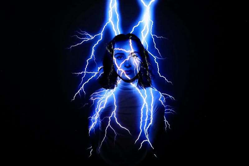 a superhero with lightning effects