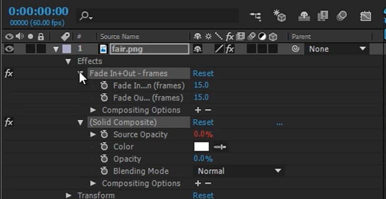 adjust the fade effects