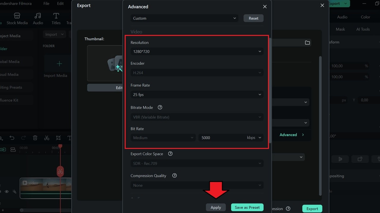 export your video in high resolution