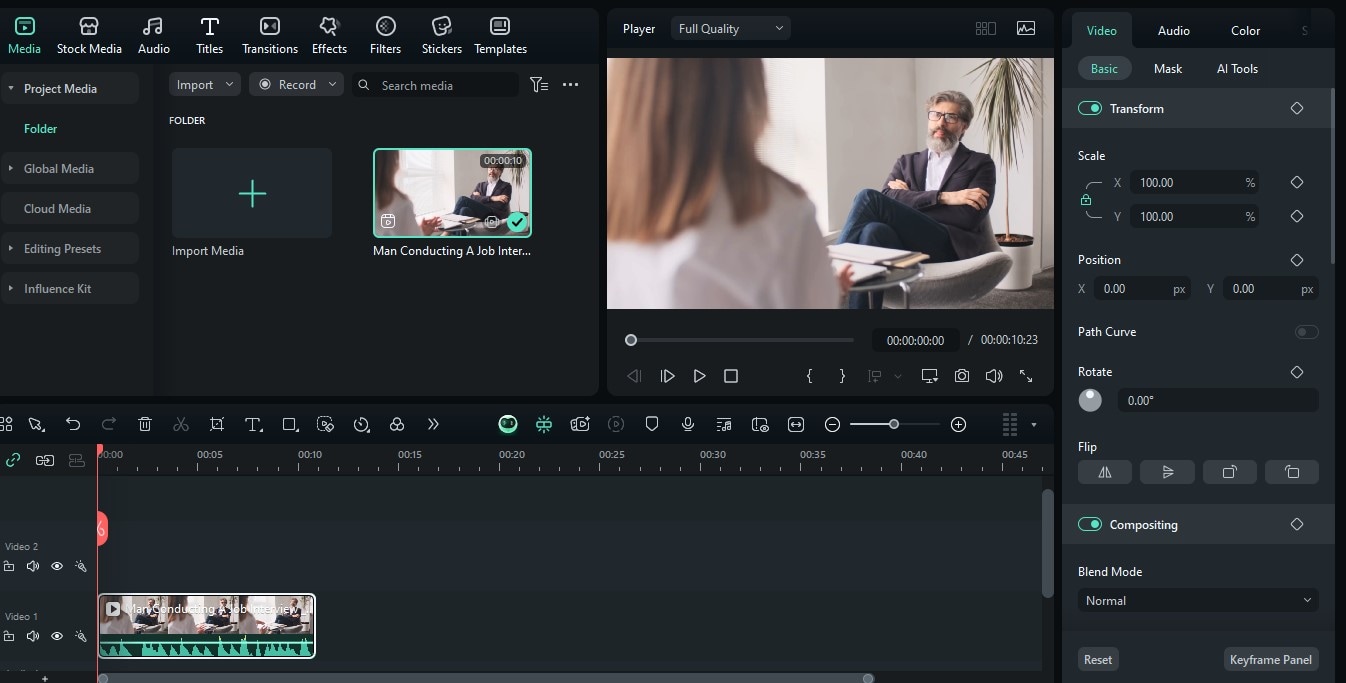Layout your video resume clips