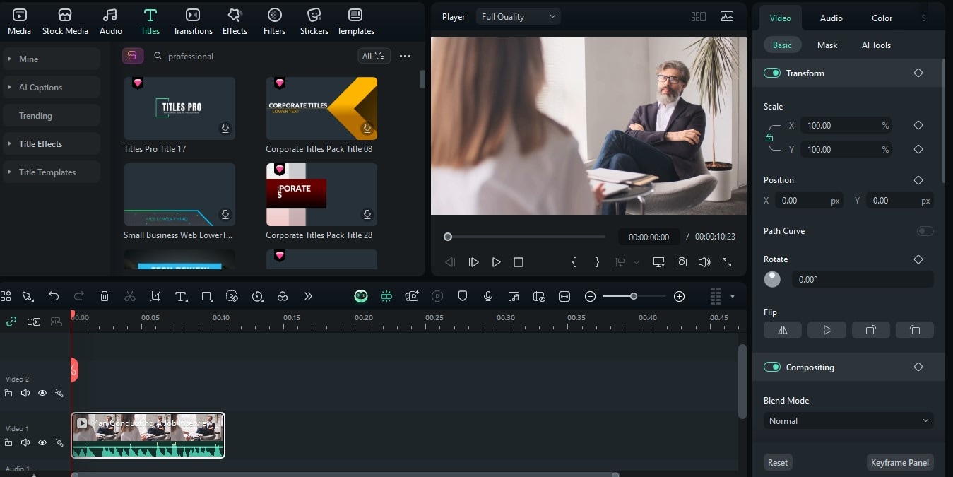 Add your titles fpr your video resume
