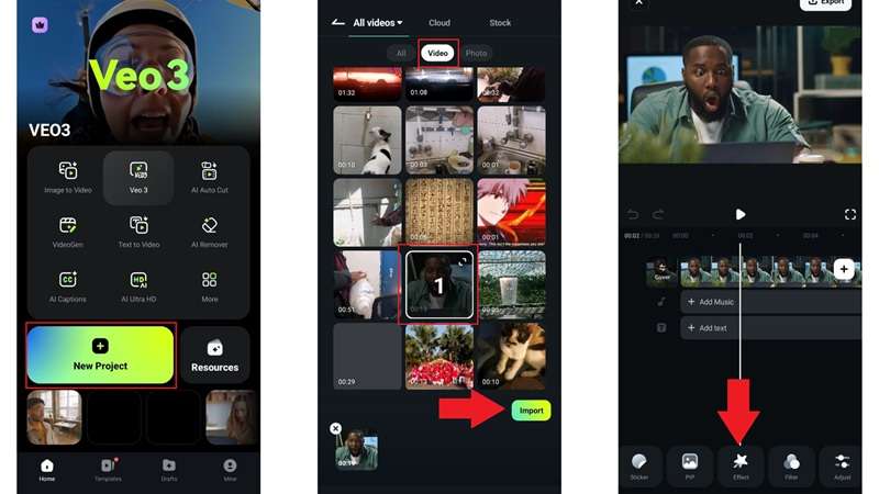 import your video to filmora