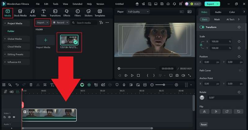 drag your imported video to timeline
